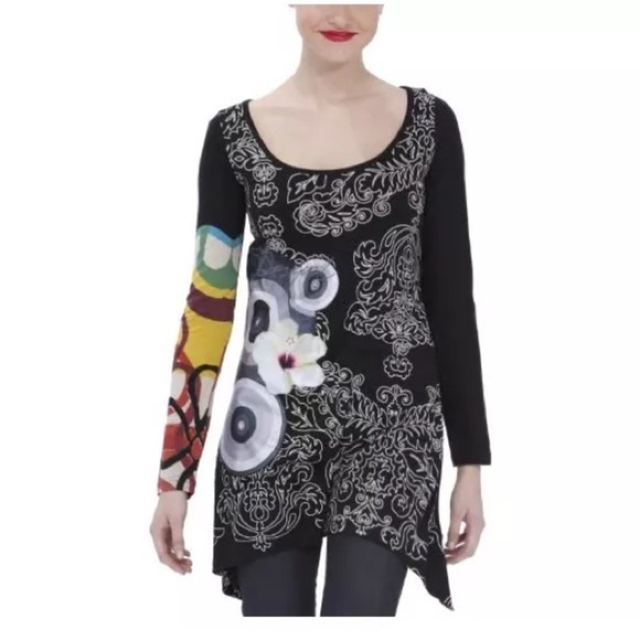 Desigual Addie Printed Embroidered Tunic Top - Picture 1 of 15